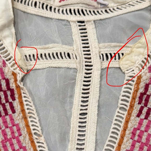 Johnny Was Small Maude Blouse Cream Embroidered Tunic Floral Butterflies Boho - Picture 9 of 9